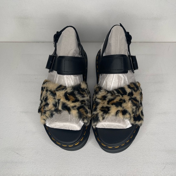Dr. Martens Voss II Fluffy Leopard Print Sandals - Picture 4 of 11